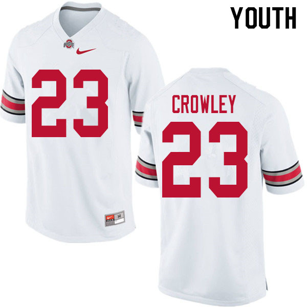 Ohio State Buckeyes Marcus Crowley Youth #23 White Authentic Stitched College Football Jersey